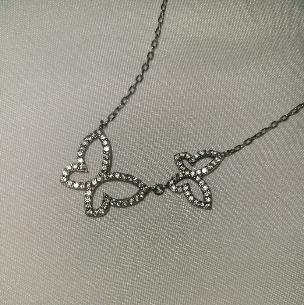 Butterfly Necklace with Rhinestone Sterling Silver